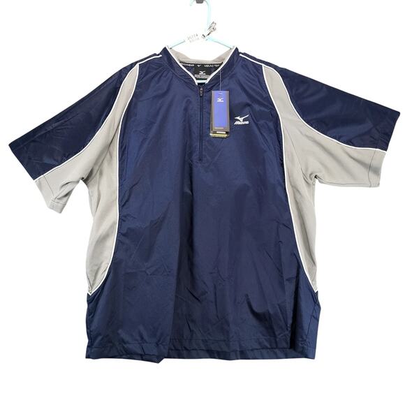 NWT Mizuno Teamwear Protect Men's XL Navy Batting Jersey Wind Water Gear 1/4 Zip - Picture 1 of 10